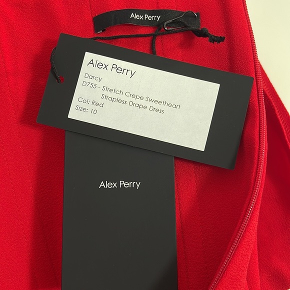 NWT Alex Perry Red Darcy Draped Bustier Sweetheart Midi Dress Size 6 - Picture 10 of 12